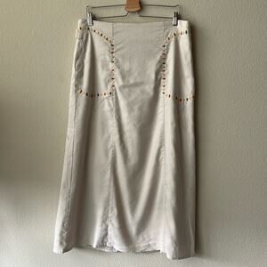 Women’s Cotton Linen Blend Beige Maxi Skirt Size 16